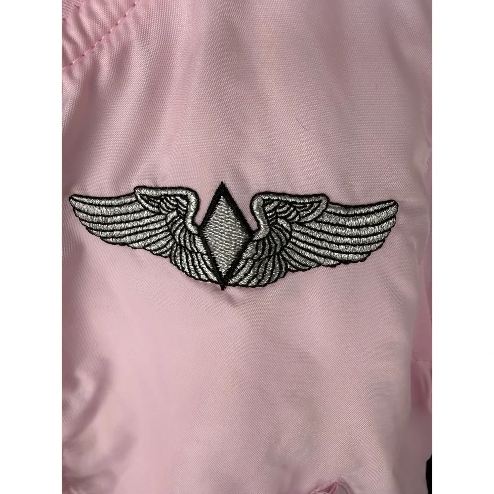 Up And Away USAF MA-1 Flight Jacket Girls 3T Pink Bomber Top Gun Pilot Patches
